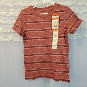 Cat & Jack 3T Red Striped Pocket T-Shirt Top NWT